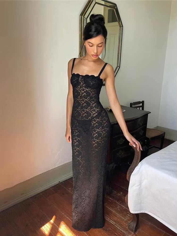 KYRA Lace Slit Maxi Dress