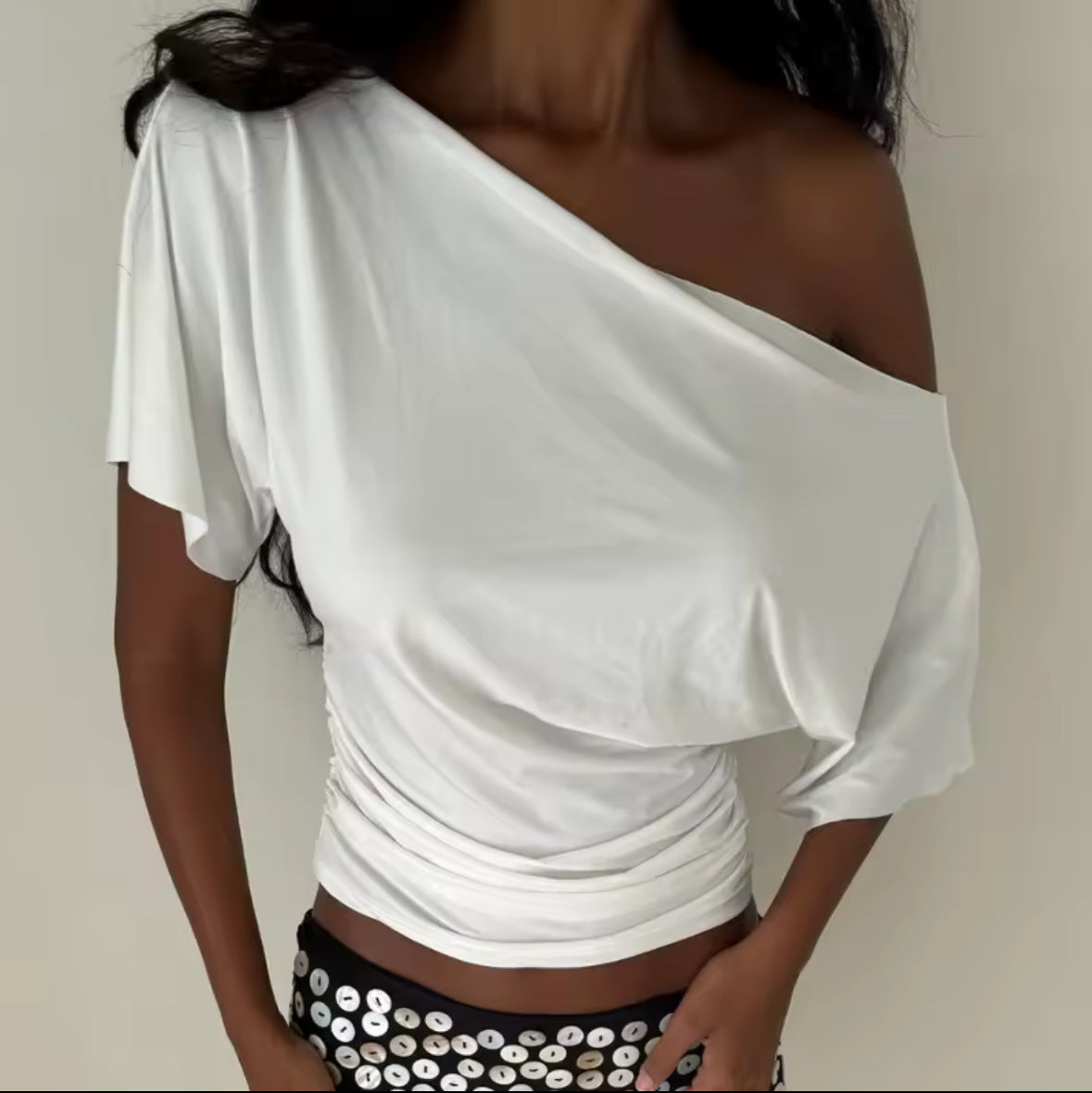 bare whisper off shoulder tee