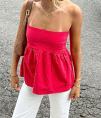 Strapless Ruffle Off The Shoulder Tube Top