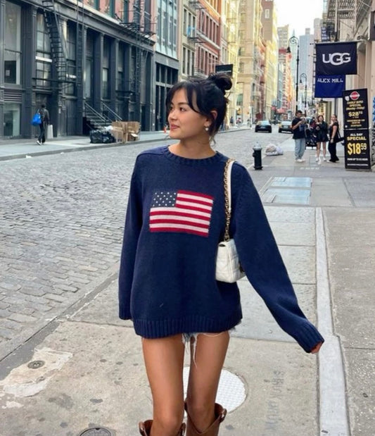 Loose fitted American Flag Sweater