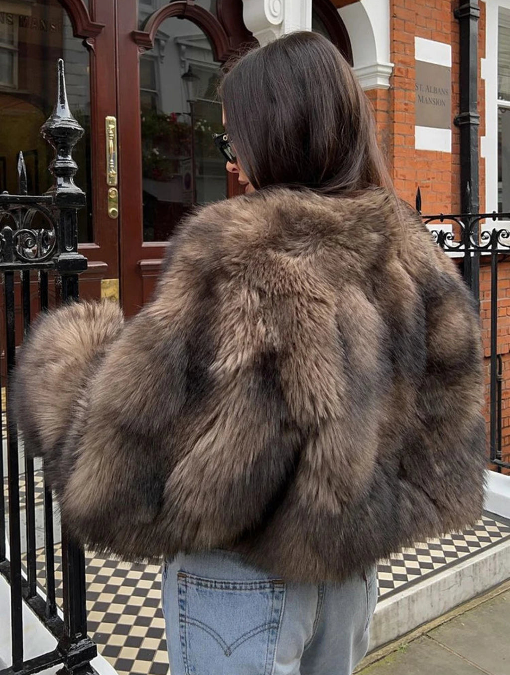 brown faux fur coat