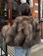 brown faux fur coat