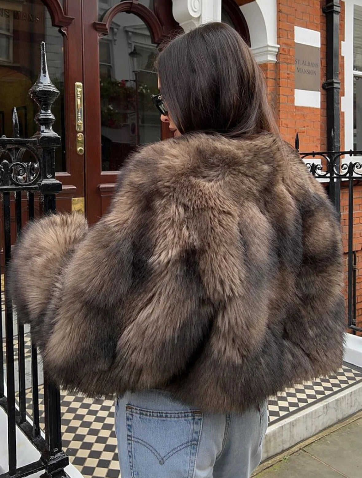brown faux fur coat