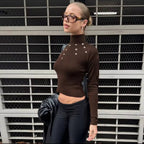 Latte turtleneck knitted sweater top