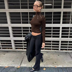 Latte turtleneck knitted sweater top