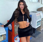 faux fur mini skirt