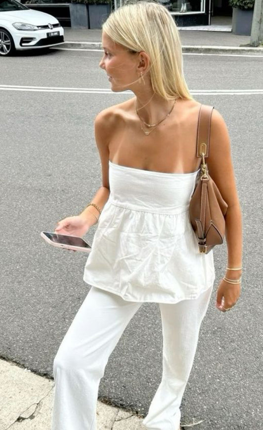 Strapless Ruffle Off The Shoulder Tube Top