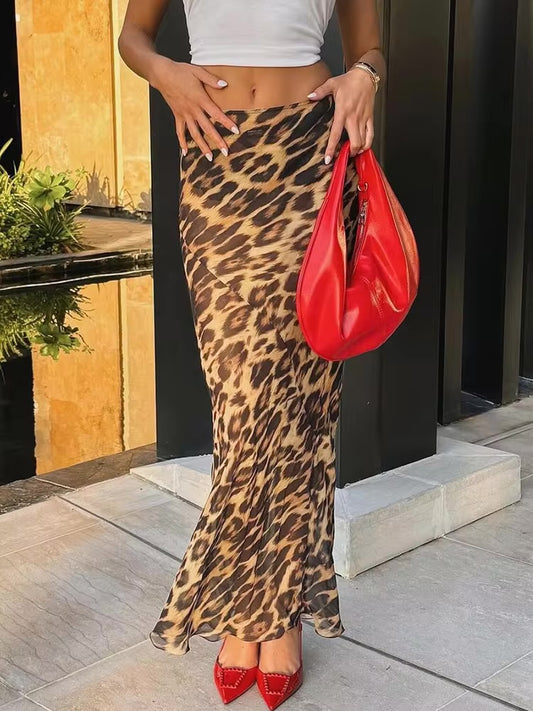 Leopard Print Length Skirt