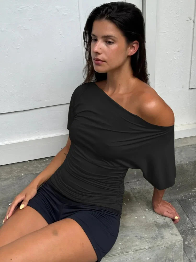bare whisper off shoulder tee