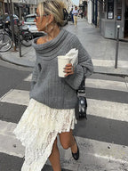 Solid Off Shoulder knitted jumper