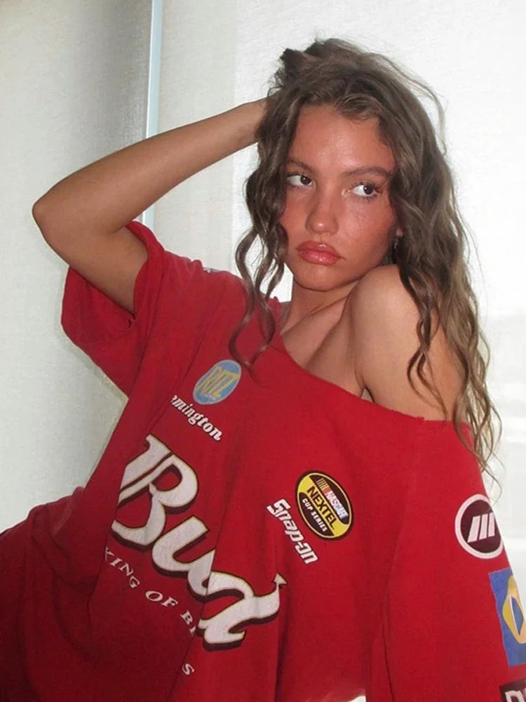 pit stop princess off shoulder tee