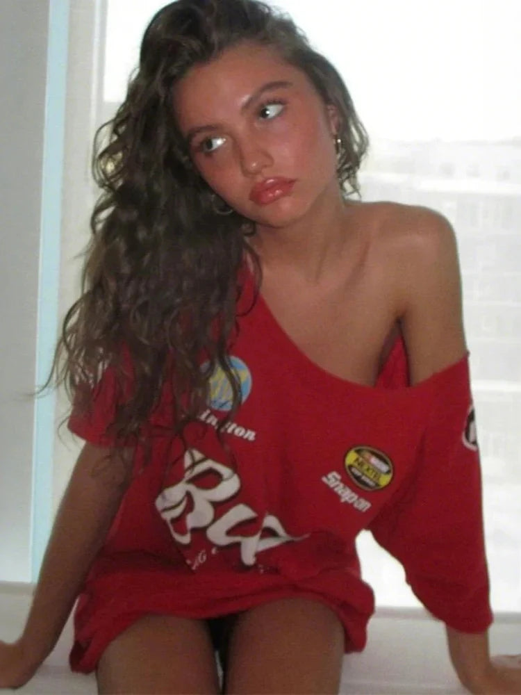 pit stop princess off shoulder tee