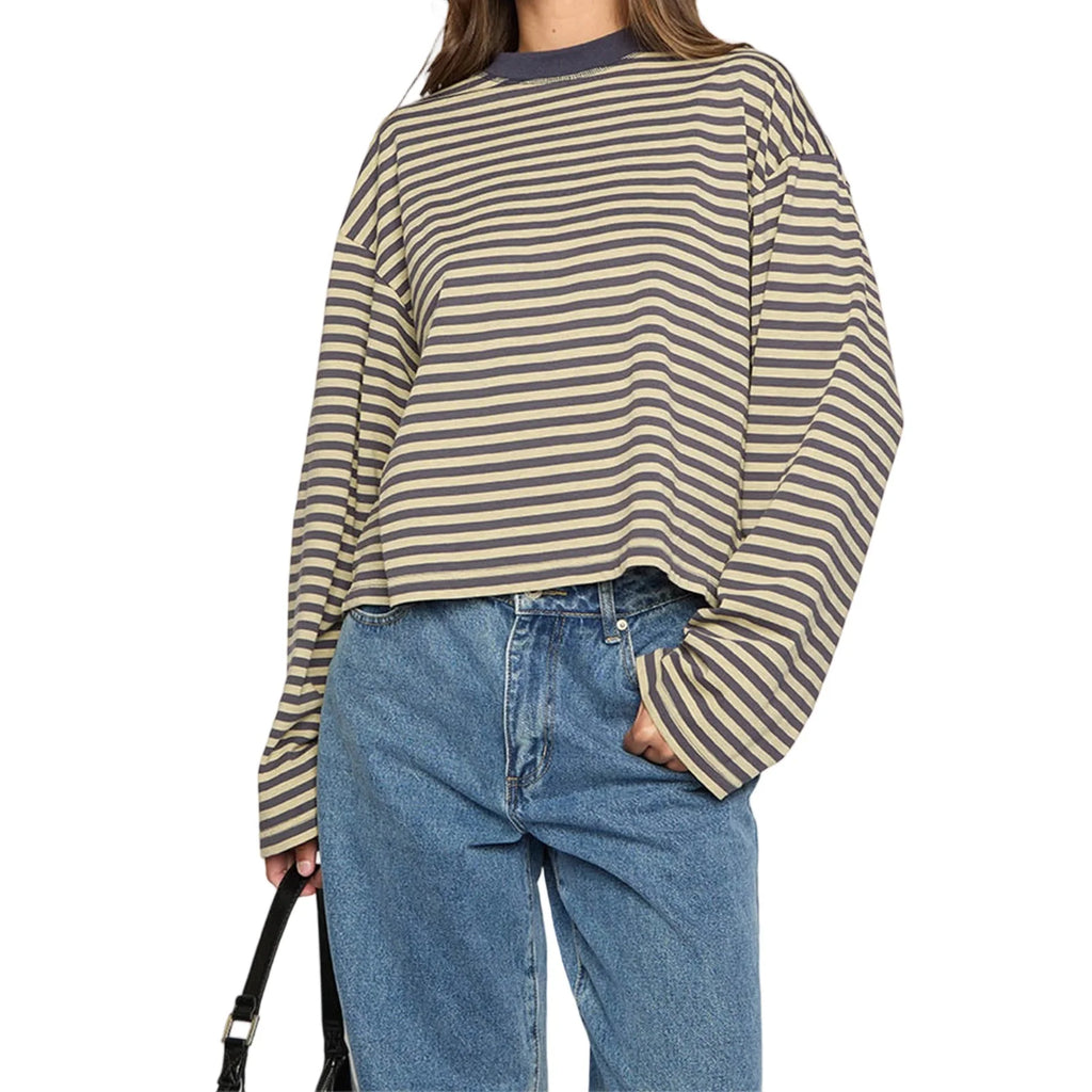 Retro stripped crew neck