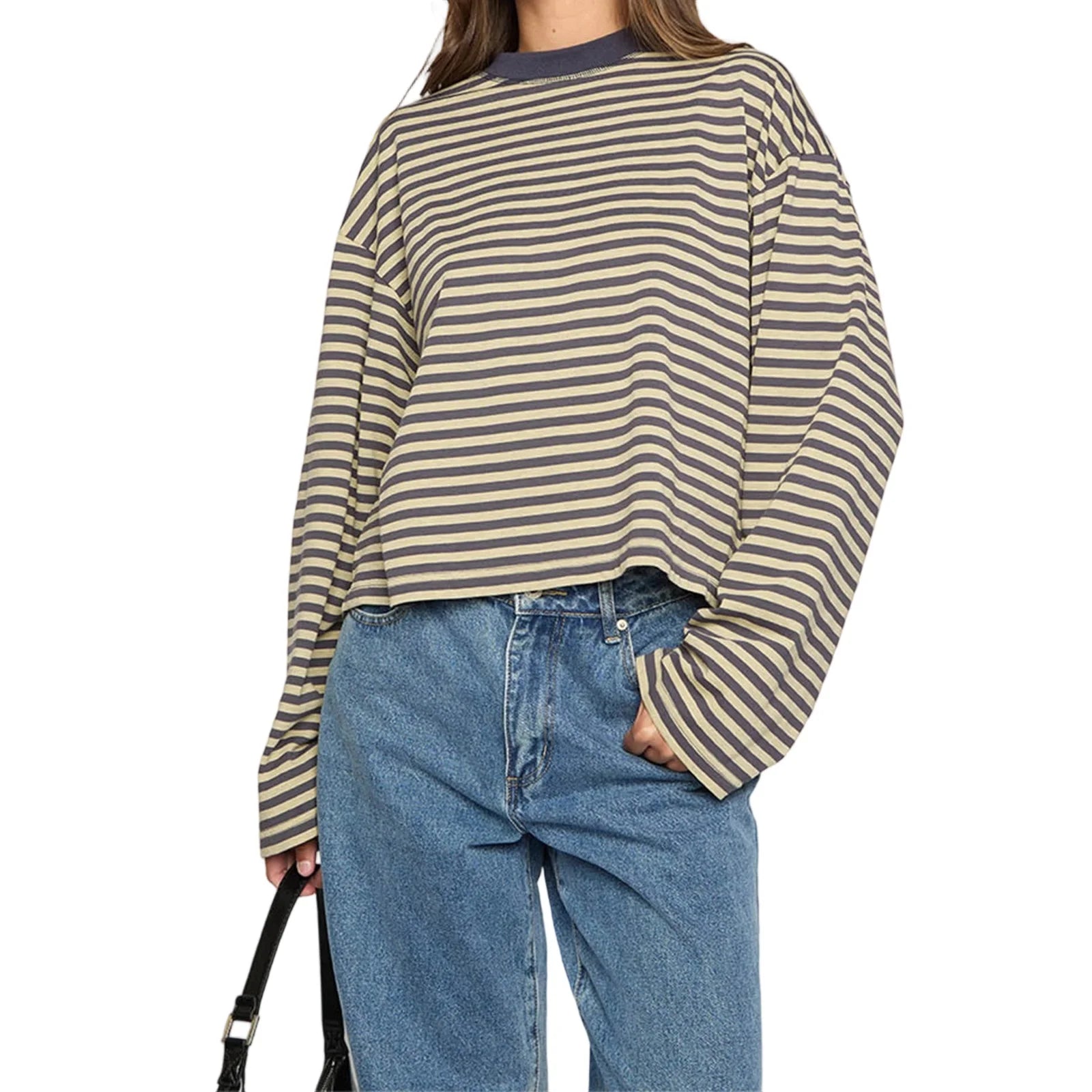 Retro stripped crew neck