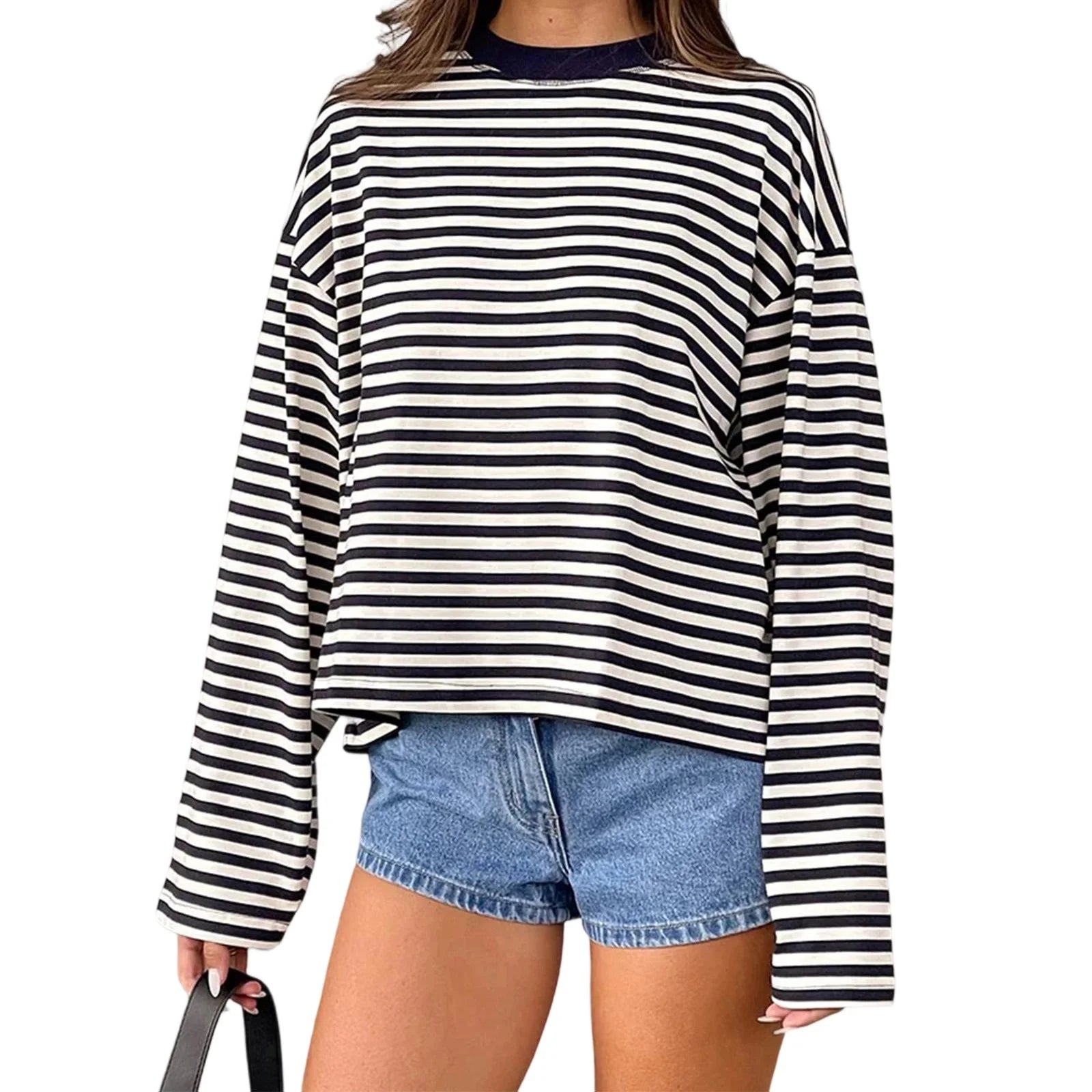 Retro stripped crew neck