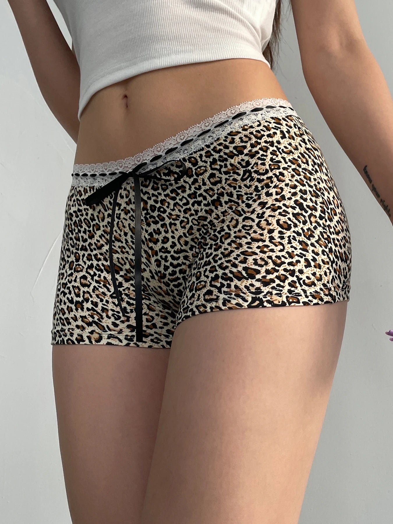 low waisted leopard print shorts