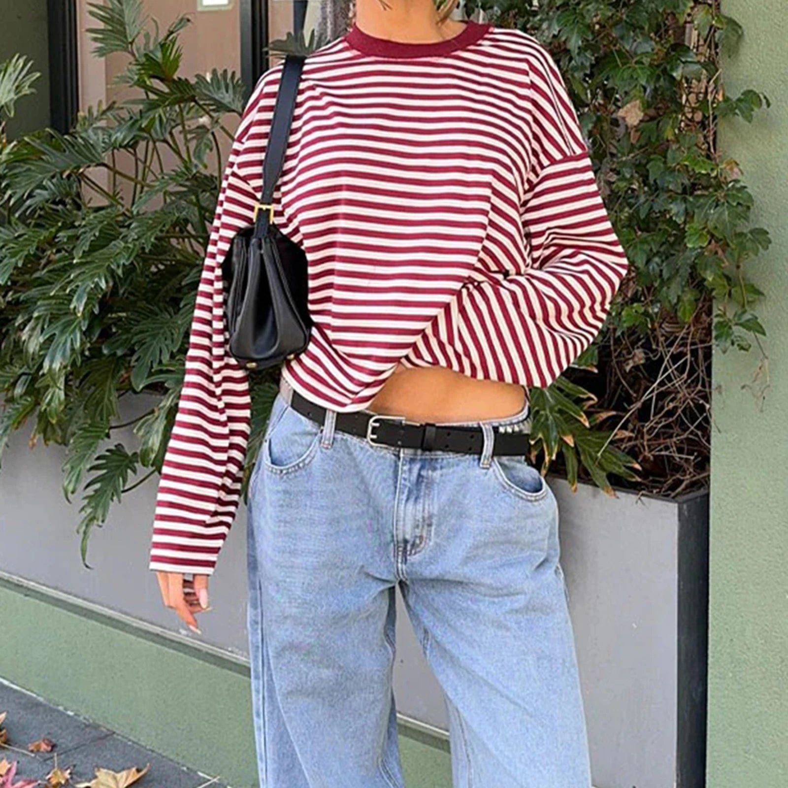 Retro stripped crew neck