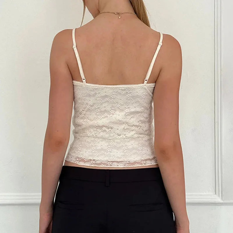 Vintage Lace Square Collar Bow Crop Top