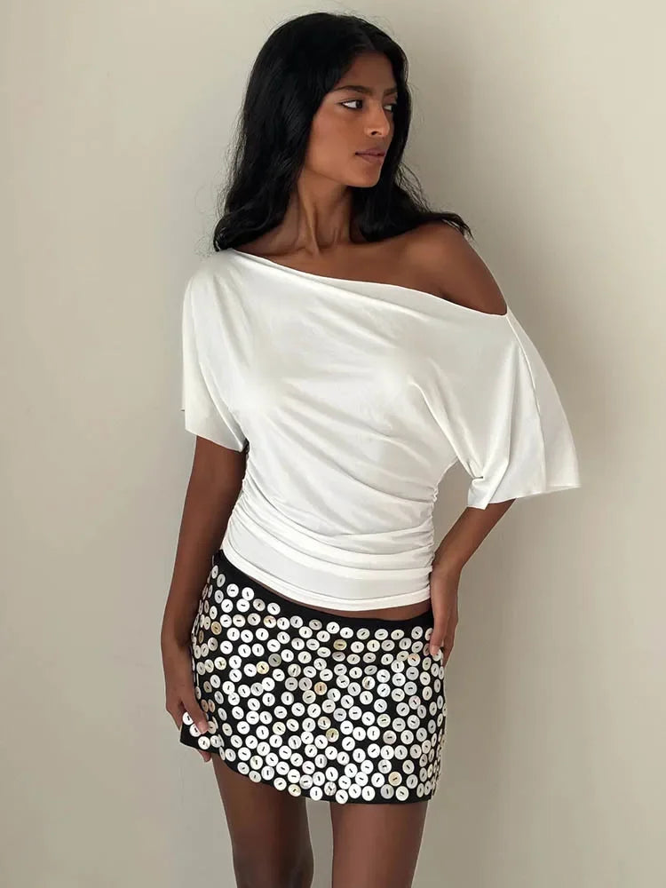 bare whisper off shoulder tee