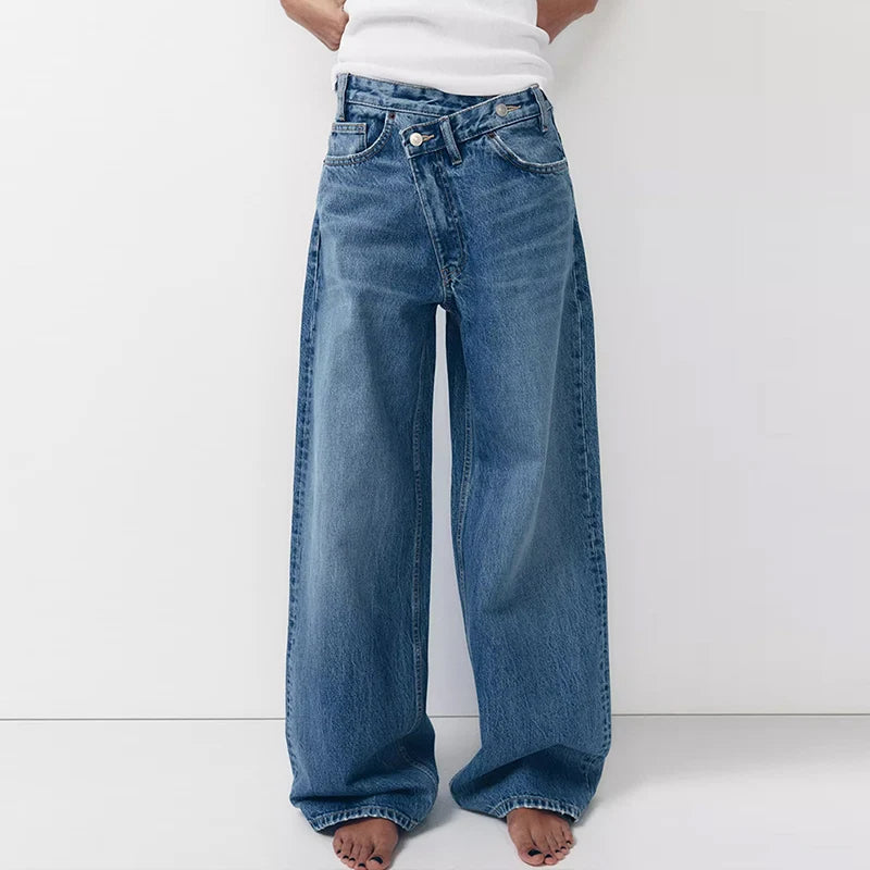 asymmetrical low waisted jeans