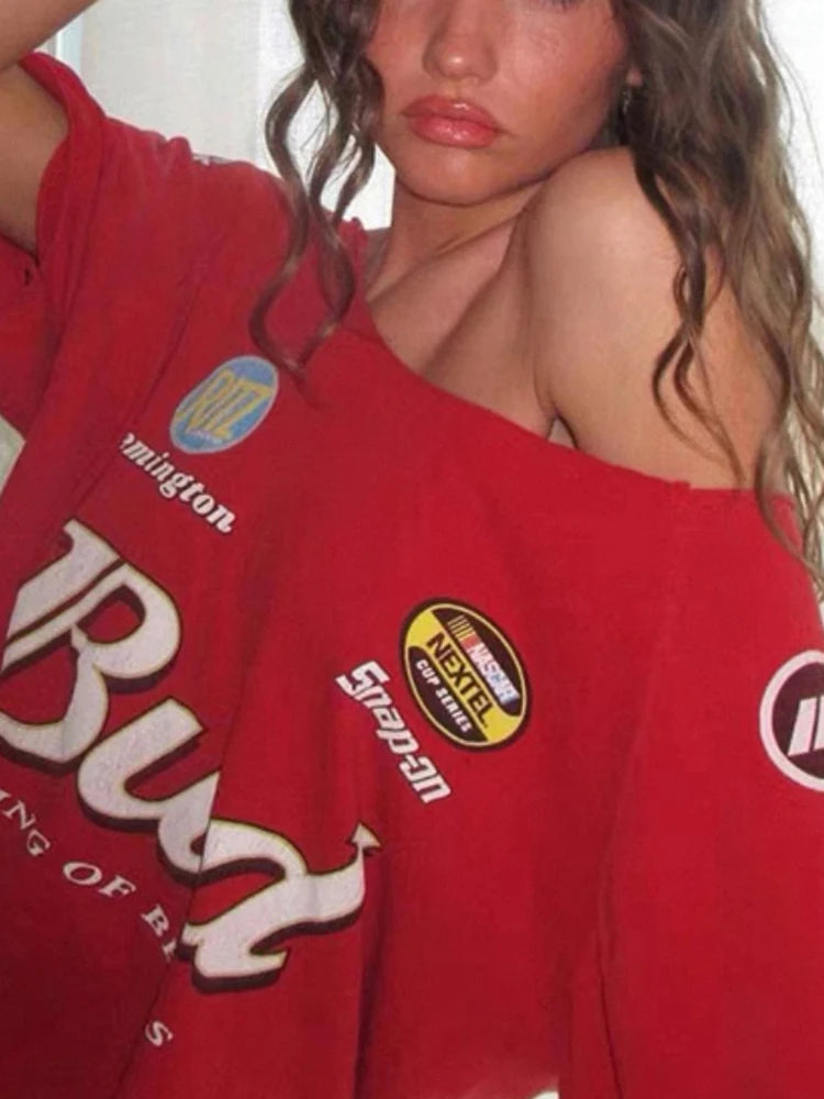 pit stop princess off shoulder tee
