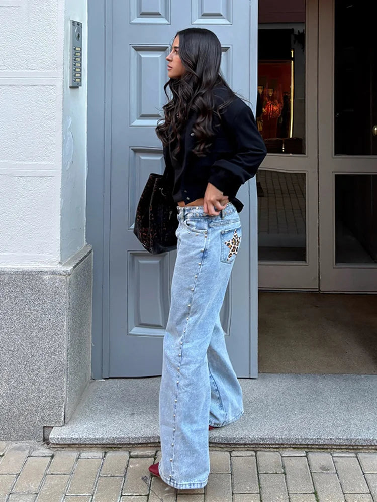 Wild stud denim jeans