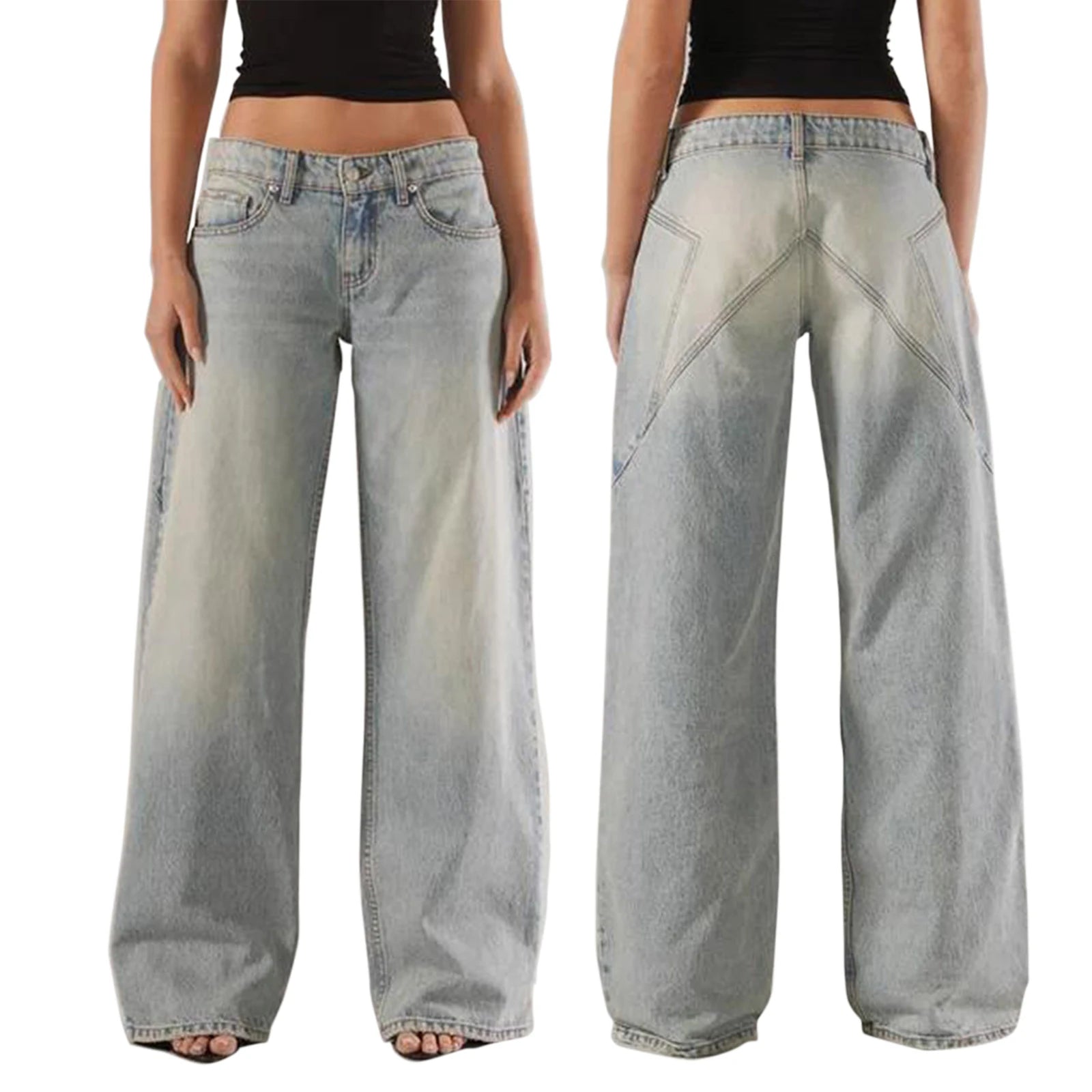 low waisted star back jeans