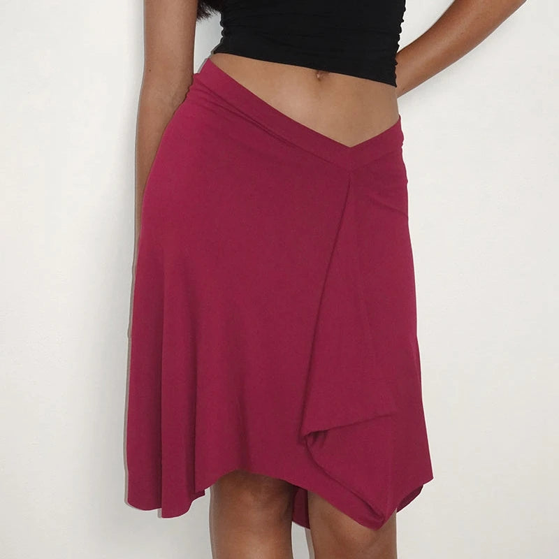vintage Irregular Hem A line Midi Skirt