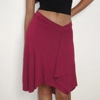 vintage Irregular Hem A line Midi Skirt