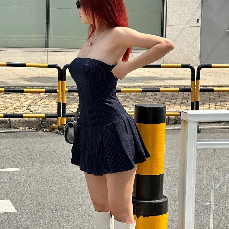 Strapless Stripped Mini dress