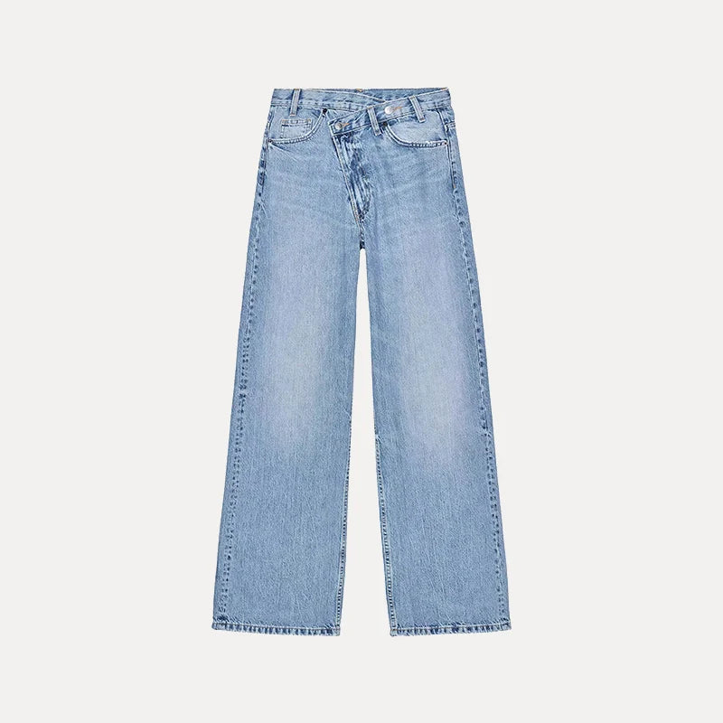 asymmetrical low waisted jeans