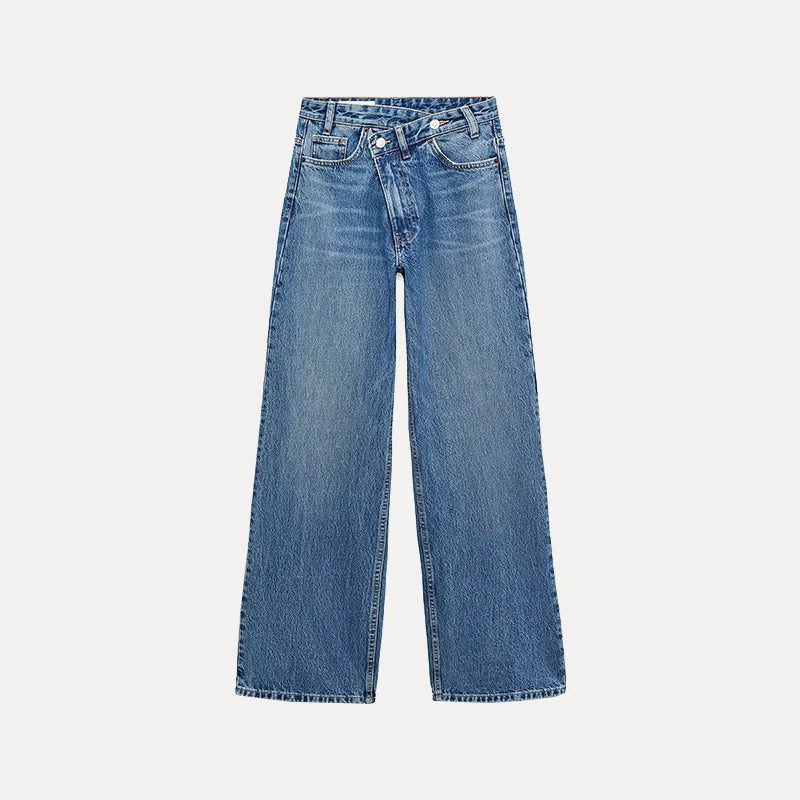 asymmetrical low waisted jeans