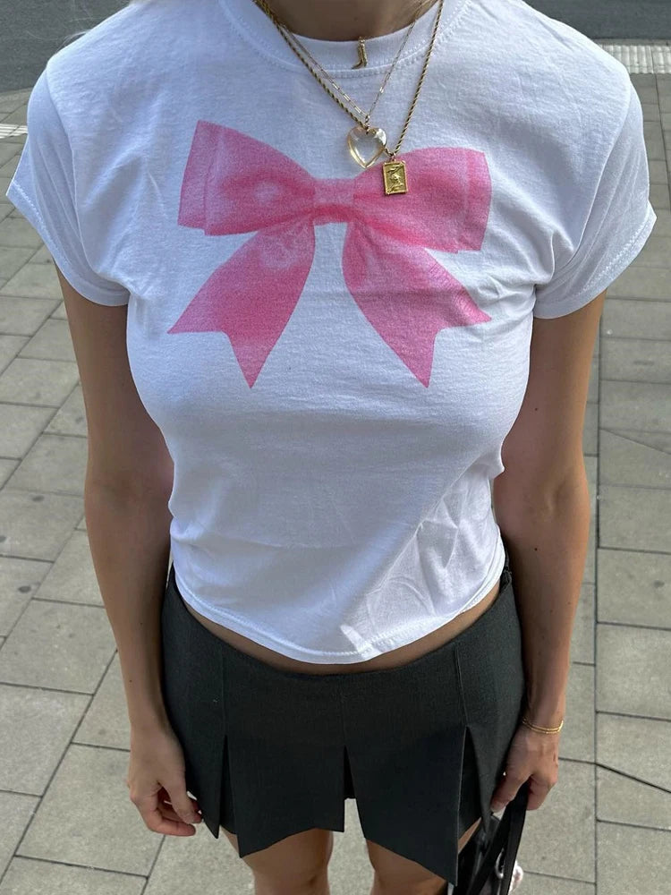 Pink bow baby tee