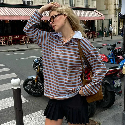 City Stripes Polo Top