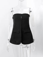 Women Strapless Split Tube Tops Sexy Corset Slim Backless Sleeveless Off Shoulder Single Breasted Vest Female 2024 Lady Top