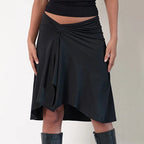 vintage Irregular Hem A line Midi Skirt